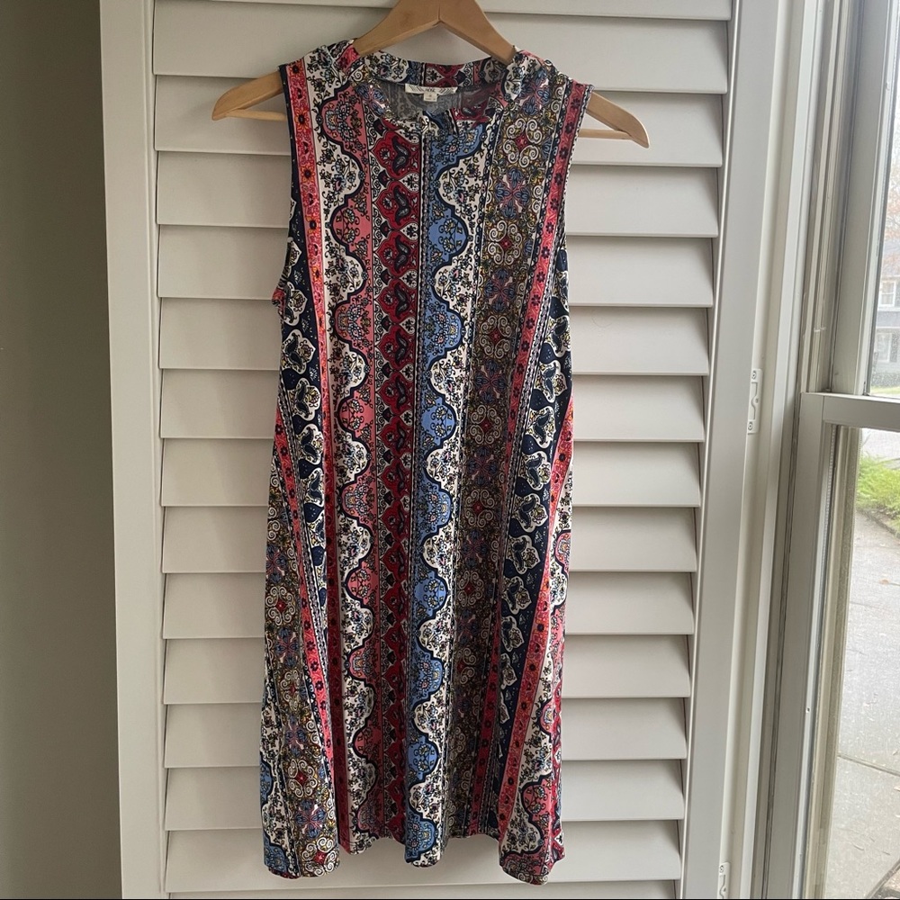 Pink rose soft and stretchy patterned sleeveless dress